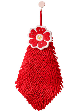 喜乐常在大红过年雪尼尔擦手巾挂式两用吸水方巾节日伴手礼毛巾