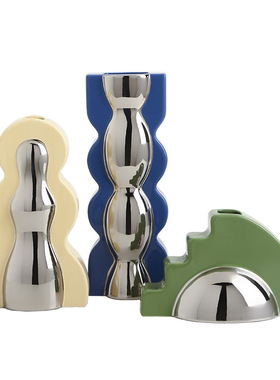 贝汉美中古孟菲斯花瓶摆件客厅插花玄关样板房艺术家居软装饰品