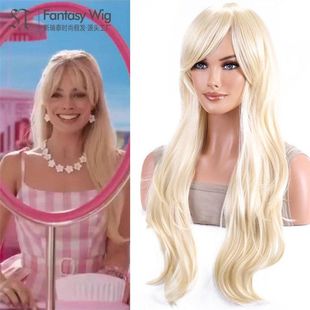 卡尼卡龙白人女款 babi假发刘海电影长卷发侧分出口美国欧美浅金色