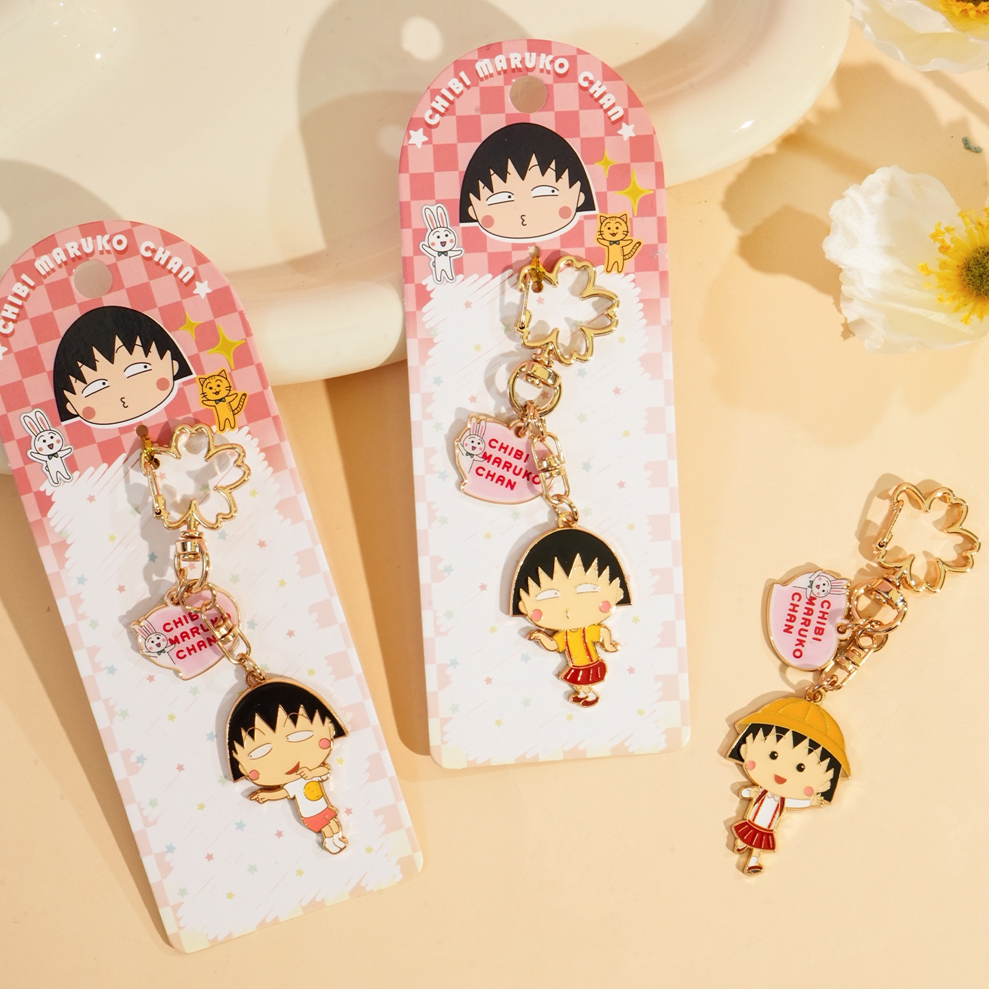 正版樱桃小丸子创意金属挂件钥匙扣可爱卡通动漫周边包包挂饰礼物