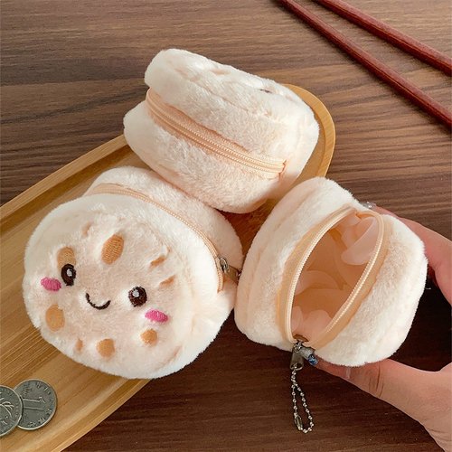 卡通莲藕零钱包毛绒包包食物钱包儿童硬币包口红耳机数据线收纳包