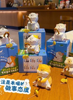 居家树脂钓鱼桌面装饰品内饰摆件