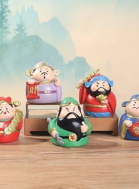 办公室树脂装饰品桌面五路公仔小小福气文创财神神仙摆件情绪稳定