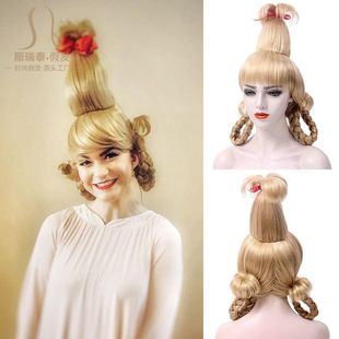 出口圣诞节cos金色辫子wig who亚马逊双新款 cindy假发 lou女