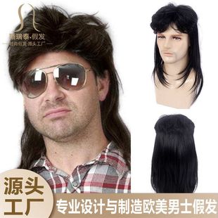 假发欧美复古跨境假发joedirtwig80s货源广州迪斯科rock男万圣节