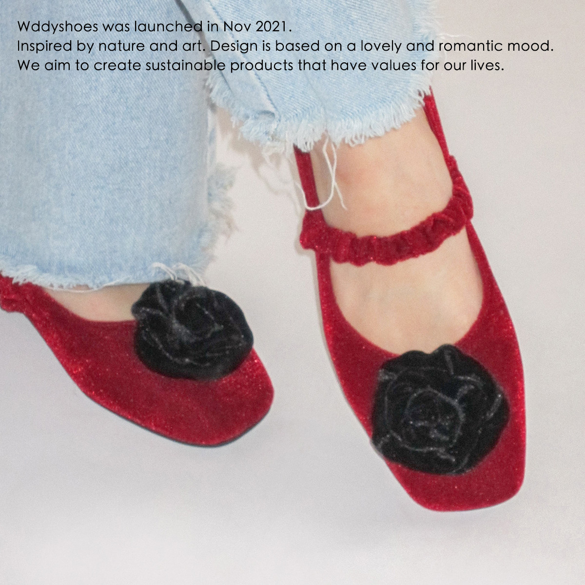 WDDYSHOES 26春新款红色方头玛丽珍鞋女一字带立体花朵百搭单鞋