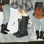 圆头可翻折靴女马丁靴系带可调节骑士靴四季 wddyshoes 2026新款