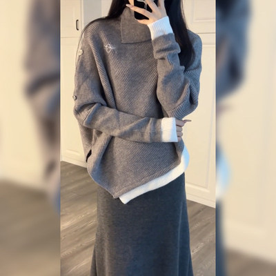 初秋2025新款斗篷毛衣连