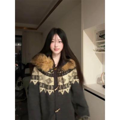 韩系覆古费尔岛大毛领连