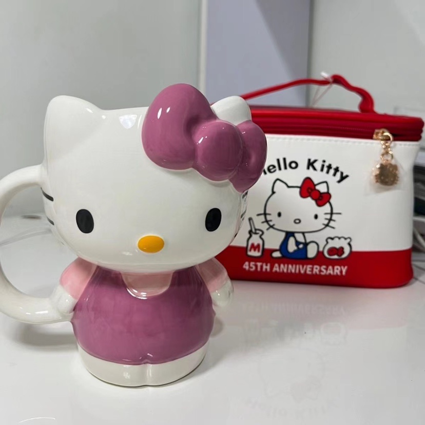 HelloKitty全身杯kt猫水杯卡通杯可爱水杯凯蒂杯阿杜陶瓷工厂水杯