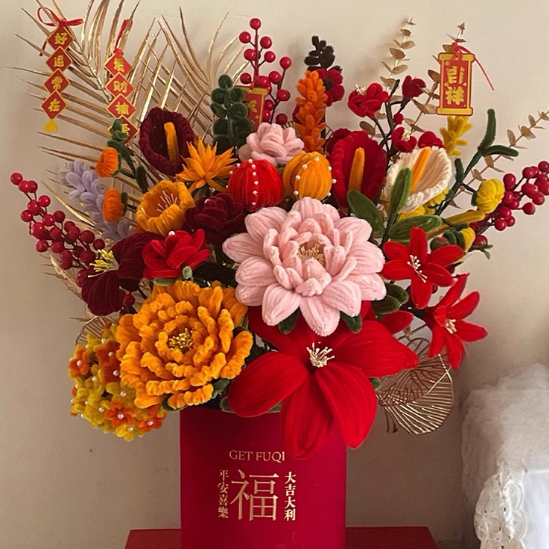 扭扭棒福桶花束手工diy材料包自制新年抱抱桶送女友闺蜜成品礼物