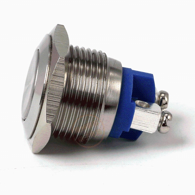 一佳不锈钢按钮开关YJ-GQ16F-10电源开关一常开螺丝脚自复位16mm