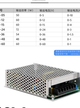 可调直流开关电源5V变压器220转12V24V36V48VODC稳压60W恒压恒流