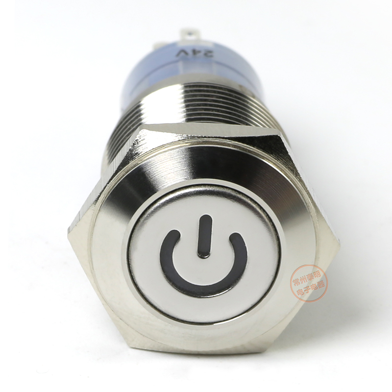 一佳GQ19-11DZP不锈钢金属电源按钮开关自锁带灯符号19mm220V24V