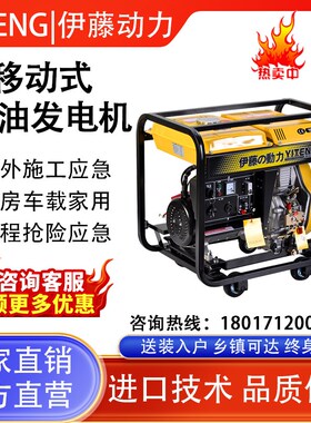伊藤动力移动式3/5/6KW8KW电启动家用户外应急柴油发电机YT3800E
