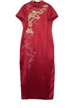 【六礼】精选品牌女装高端时尚气质百搭红色连衣裙A2-17059