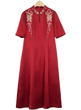 六礼I A1精选品牌女装高端时尚酒红色连衣裙-17772