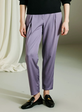 睐牌精选品牌专柜女装高端休闲时尚气质百搭女紫色裤子-62792