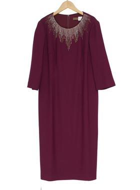 慕天姿精选品牌女装高端时尚气质百搭酒红色连衣裙慕天姿A4-17703