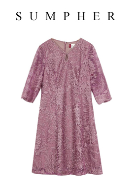 【六礼】精选品牌女装高端时尚气质百搭粉色连衣裙-16059