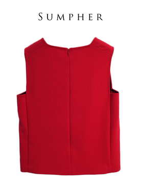 【卡利亚里】A2折扣女装高端洋气百搭气质红色上衣-S0150