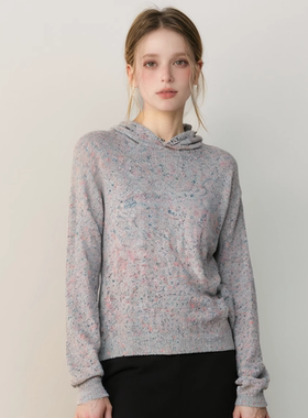 卡利亚里品牌撤柜折扣高端时尚气质百搭灰红色毛衣-M0207