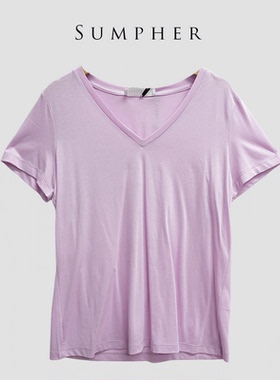 【广州杰哥Jack】Sumpher卓家专柜时尚高端气质紫色T恤-2404