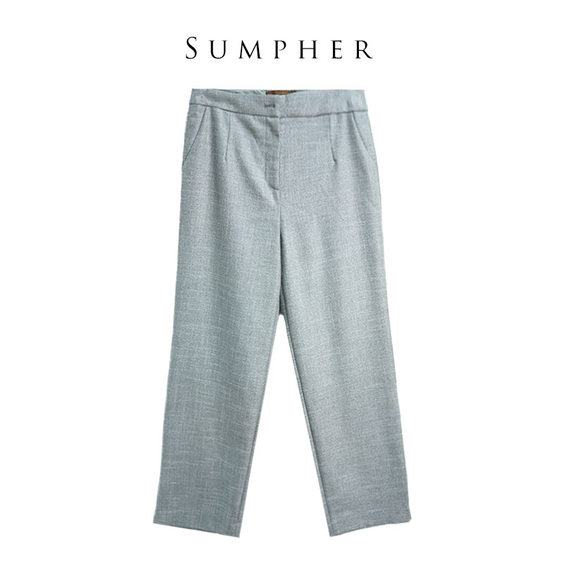 慕T姿秋季专柜折扣精选品牌女装设计师时尚银灰色裤子-62636