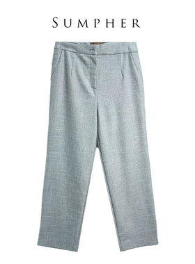 慕T姿秋季专柜折扣精选品牌女装设计师时尚银灰色裤子-62636