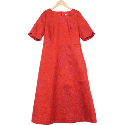 【六礼】精选品牌女装高端时尚气质百搭深红色连衣裙A2-17113