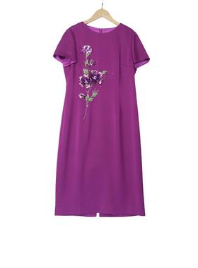 【六礼】精选品牌女装高端时尚气质百搭紫色连衣裙A2-17332