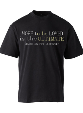 FARSTA水洗标语Vintage龟裂印花做旧小众情侣男女同款短袖