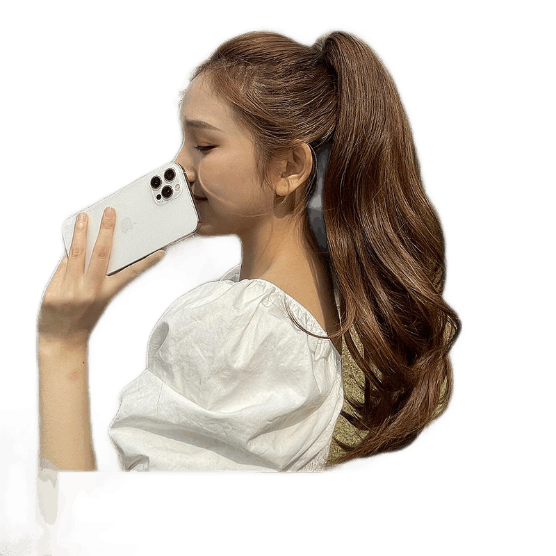 抓夹式高马尾真发辫子女