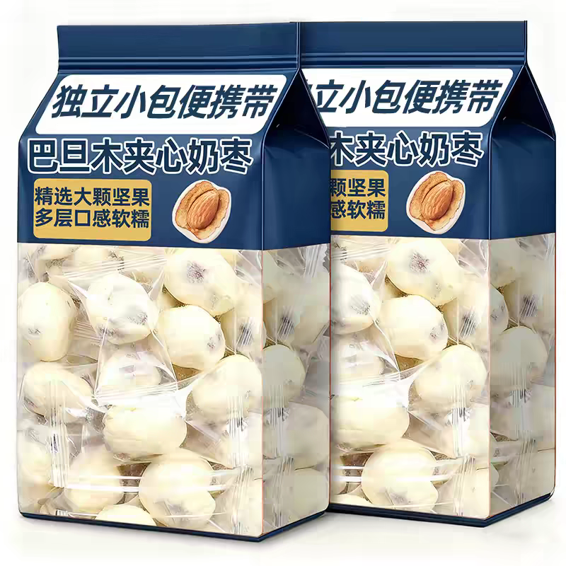山姆达年货网红奶枣巴旦木夹心无核奶酪枣杏仁新疆过年零食特产