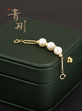 18k金色仿珍珠吊坠女小众ins高级感简约精致轻奢百搭延长链配件