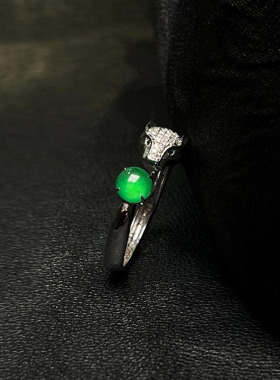 祖母绿翡翠戒指蛇头小众设计绿宝石开口指环百搭气质个性首饰品女