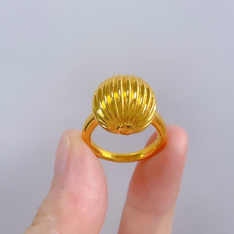 复古黄金色板栗戒指女款有求必应百搭时尚轻奢感指环食指戒送女友