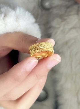 腰缠万贯花丝戒指女传承新款小众黄金色设计时尚古法寓意指环配饰