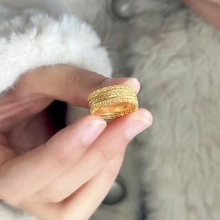 腰缠万贯花丝戒指女传承新款小众黄金色设计时尚古法寓意指环配饰