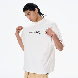 短袖 WAVYBOY t恤潮牌情侣宽松百搭设计感男女同款 夏季 爱是战争