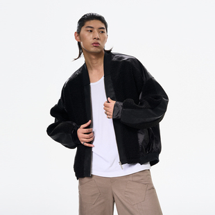 夹克 外套黑色解构材质拼接休闲上衣百搭男女同款 WAVYBOY 秋冬新款