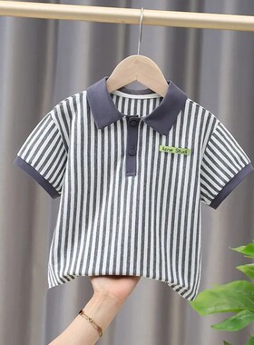 条纹儿童短袖POLO衫亲子兄弟装T恤夏季带领男童小孩帅气上衣潮