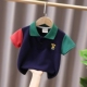 半袖 儿童拼色POLO校服短袖 翻领夏季 洋气时髦男女中小童上衣炸街潮