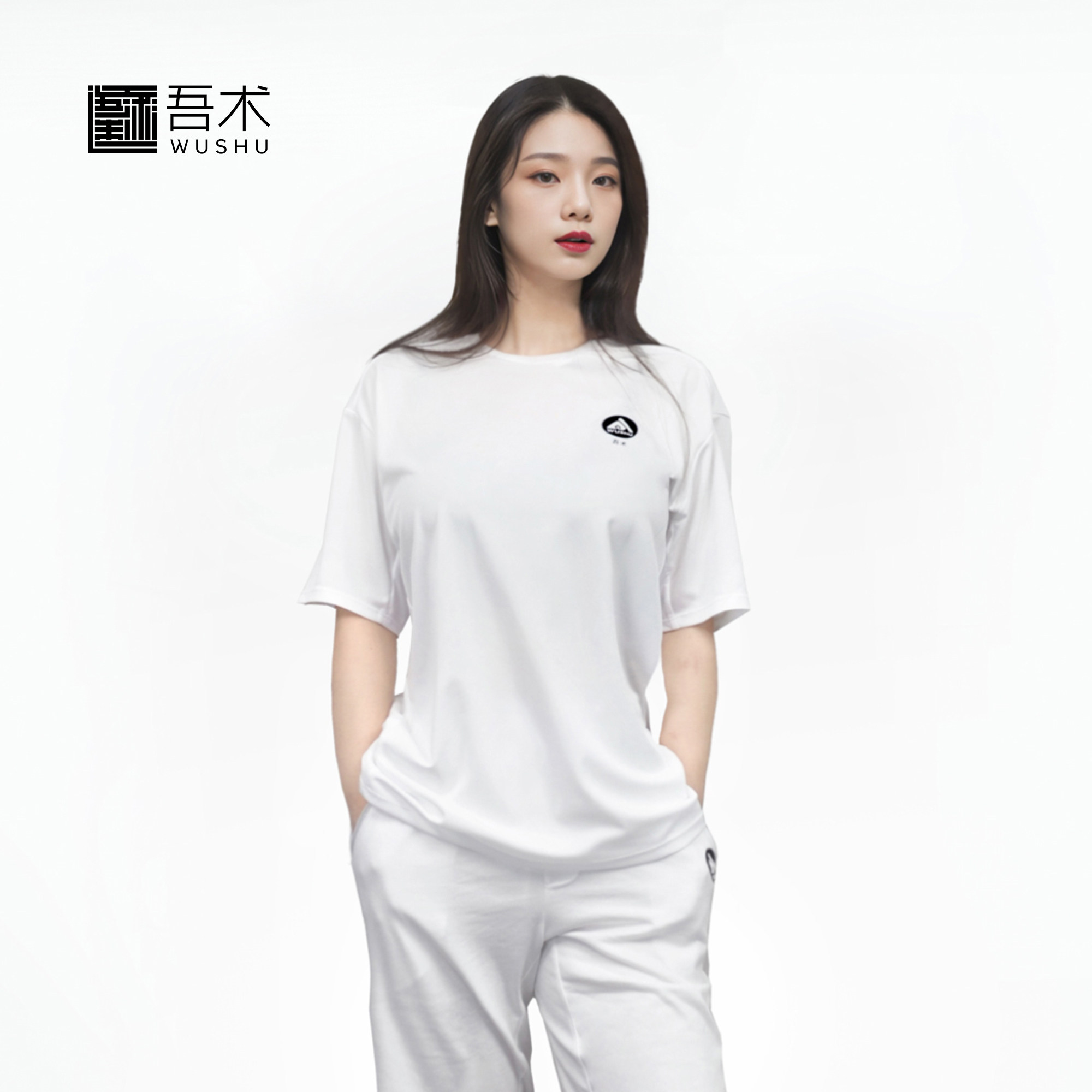 WSYD-003 | 袖子肩膀拼接镂空透气男女圆领宽松短袖运动T恤