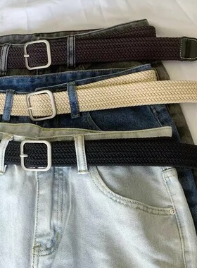 2023新款编织皮带男士裤带女款牛仔裤腰带军训潮ins风年轻人帆布