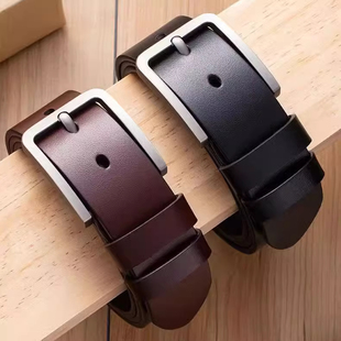 腰带真牛皮 带手工男式 头层牛皮皮带男士 真皮针扣纯牛皮休闲商务裤