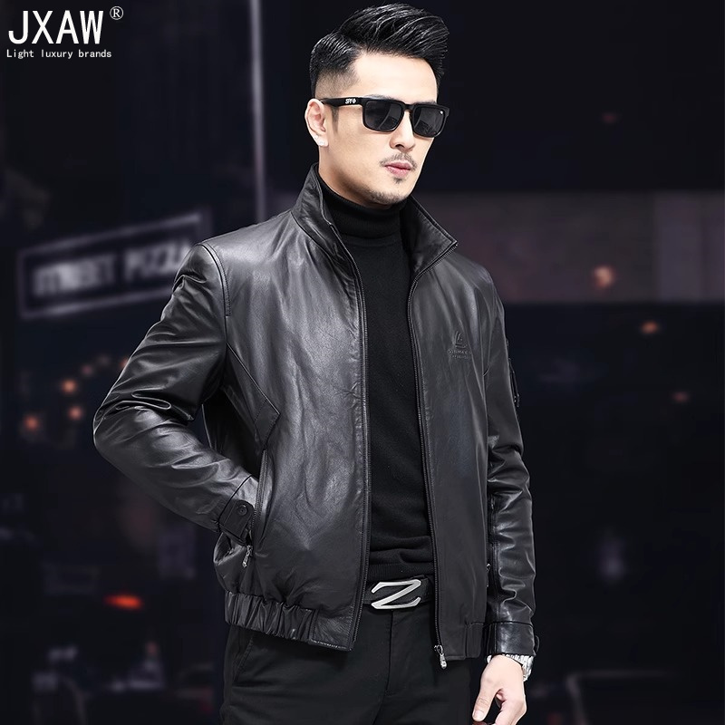 真皮羽绒服男冬季保暖外套男