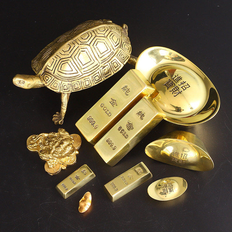 纯铜金条工艺品摆件招财仿真金砖实心金元宝聚财开业礼品家居饰品