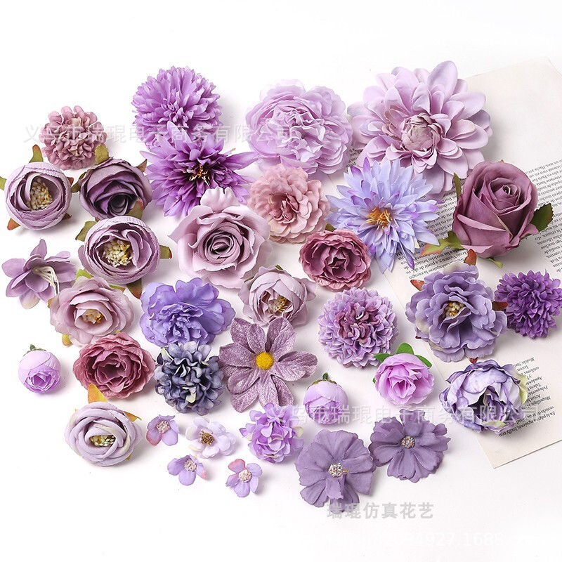 紫色系花朵diy材料服饰绣球装饰组合婚纱手工制作康乃馨蒲公英