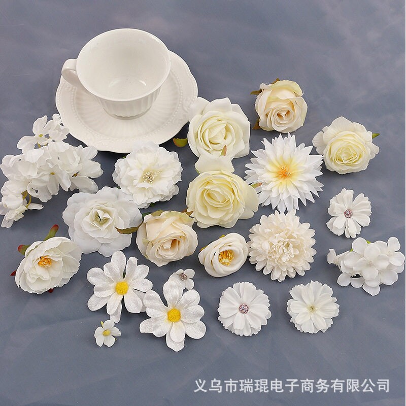 白色系花朵diy材料服装组合浪漫服饰配件花边牡丹混搭蒲公英头饰